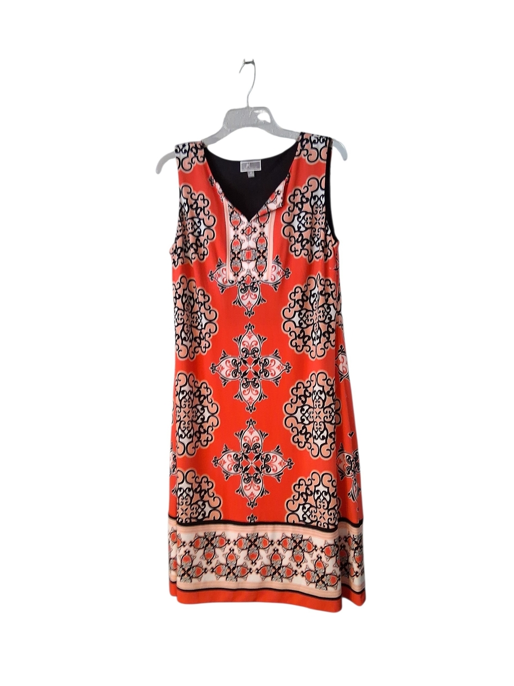 JM Collection Sleeveless Orange Medallion Print Shift Dress Size M